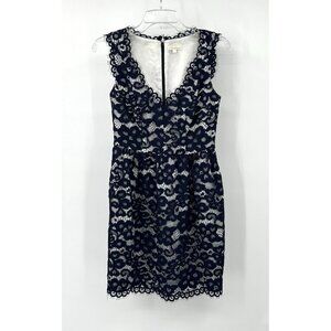 SHOSHANNA dress shift sheath v neck sleeveless lace party cocktail navy blue 2